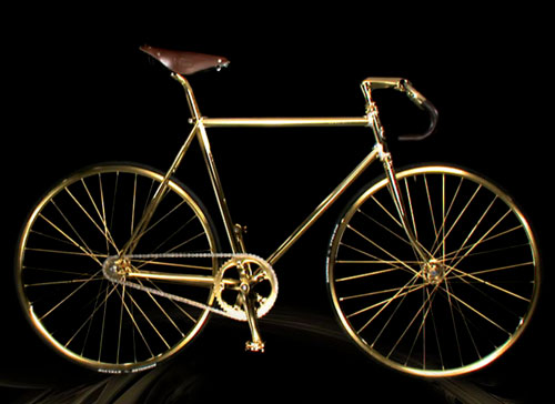 24k gold swarovski diamond encrusted aurumania track bike fixed  gear bicycle