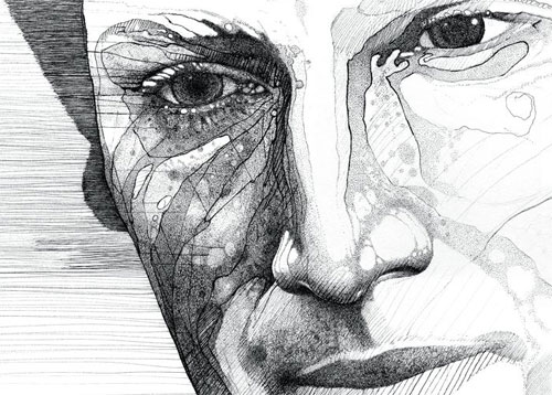 aaron baggio illustration pen ink pointillism