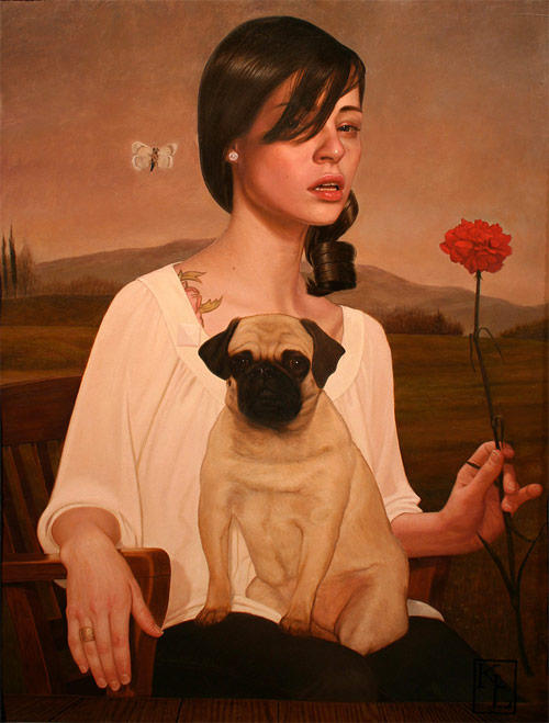 kris lewis artist portrait pug girl painter painting