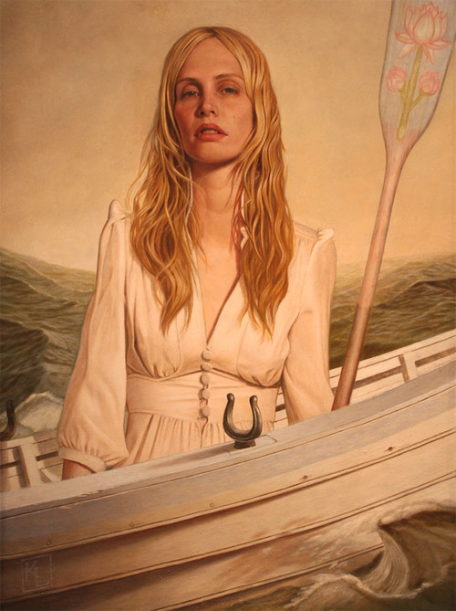 kris lewis artist boat oar girl painter painting