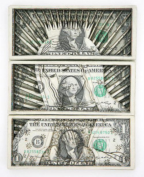 artist tattoo scott campbell laser cut dollar  bills