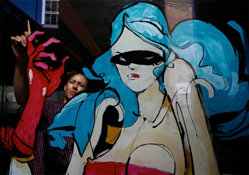 anthony lister paints the standard hotel new york