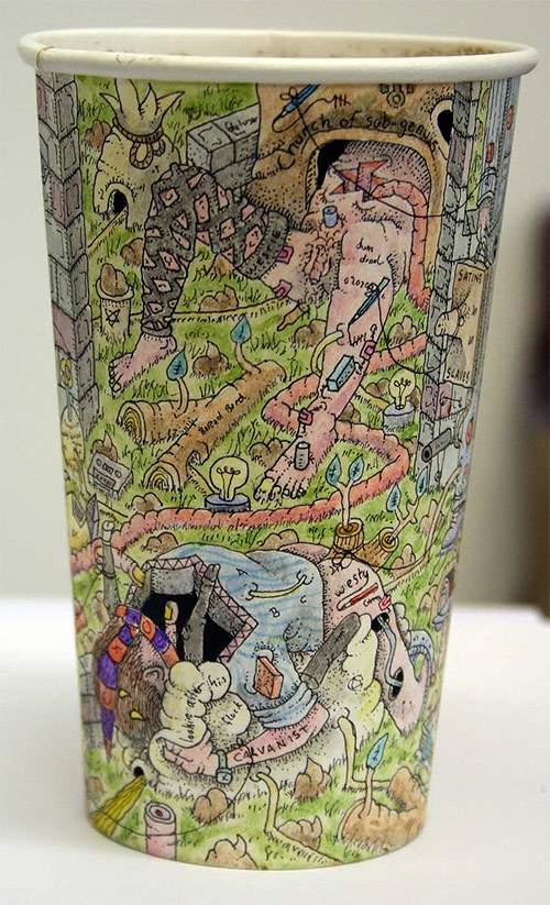 coffee cup drawings by artist paul westcombe