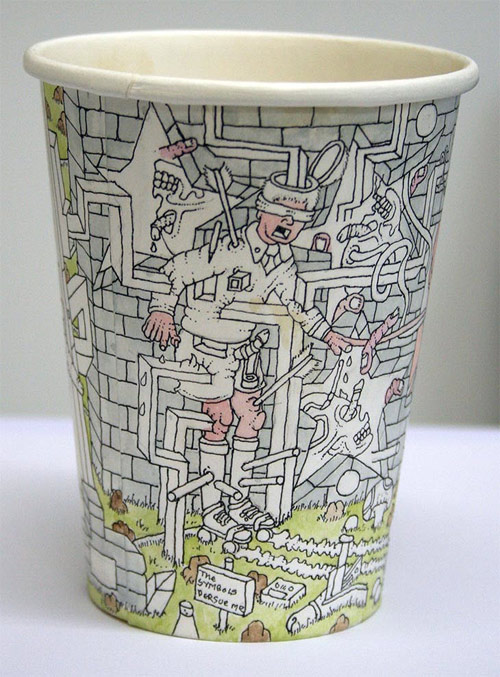 coffee cup drawings by artist paul westcombe