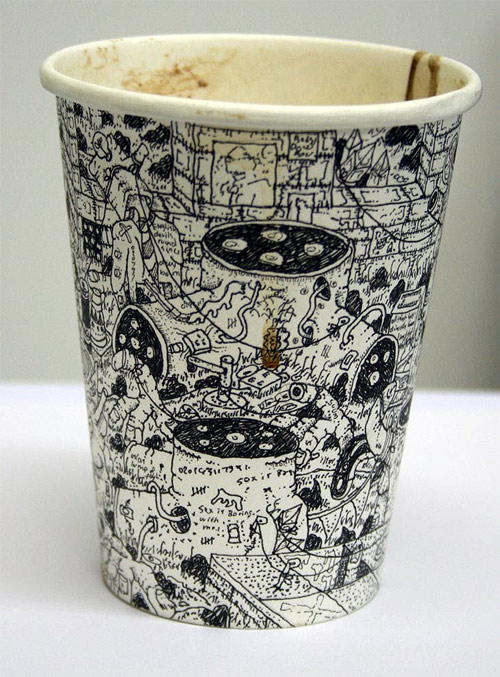 coffee cup drawings by artist paul westcombe