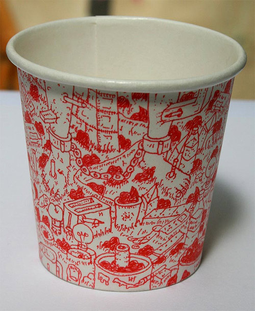 coffee cup drawings by artist paul westcombe