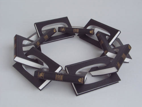 Book sculptures by artist Robert The