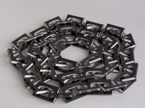 Book sculptures by artist Robert The