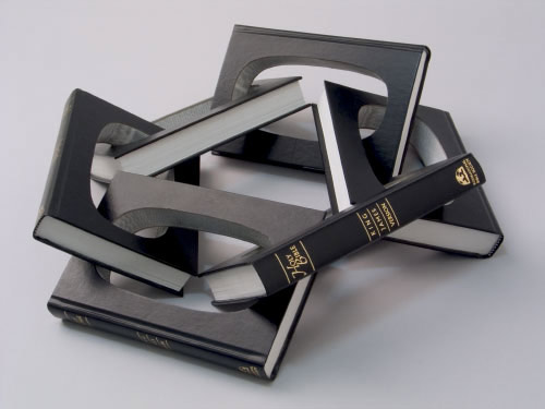 Book sculptures by artist Robert The