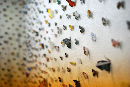 Butterfly’s Eye View by Eiji Watanabe installation cut paper
