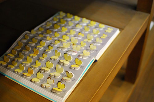 Butterfly’s Eye View by Eiji Watanabe installation cut paper