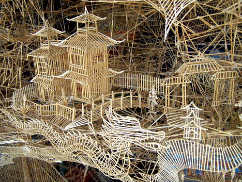 Rolling through the Bay by largest kinetic sculpture made of toothpicks Scott Weaver
