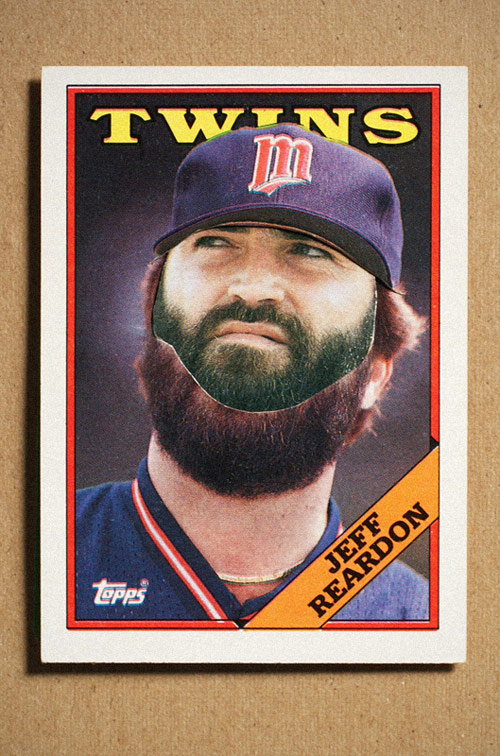 Altered baseball cards by artist Christopher Gideon