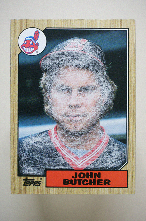 Altered baseball cards by artist Christopher Gideon
