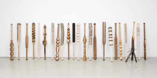 Baseball bats by artist Vincent Kohler turnaround sculptures