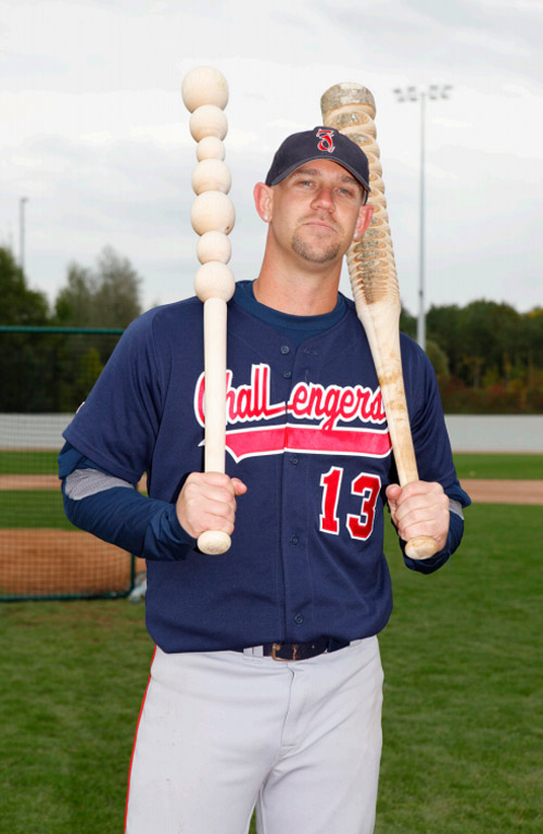 Baseball bats by artist Vincent Kohler turnaround sculptures
