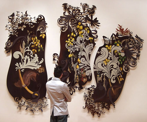 Intricately cut paintings by artist painter Resa Blatman
