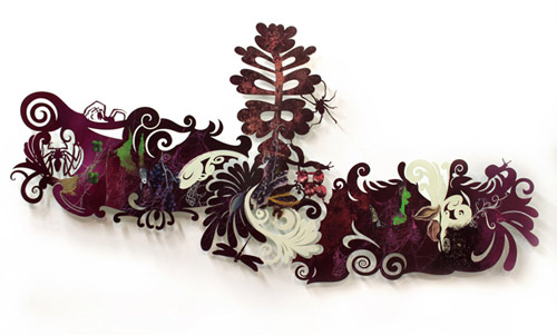 Intricately cut paintings by artist painter Resa Blatman