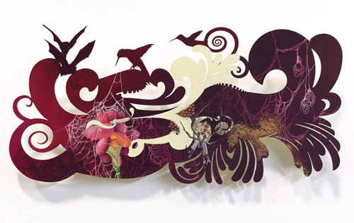 Intricately cut paintings by artist painter Resa Blatman