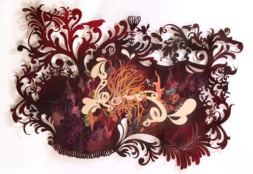 Intricately cut paintings by artist painter Resa Blatman