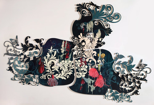 Intricately cut paintings by artist painter Resa Blatman