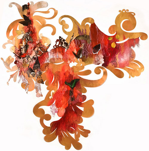 Intricately cut paintings by artist painter Resa Blatman