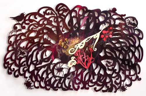 Intricately cut paintings by artist painter Resa Blatman