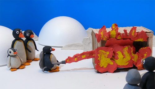 Pingu claymation remake of The Thing
