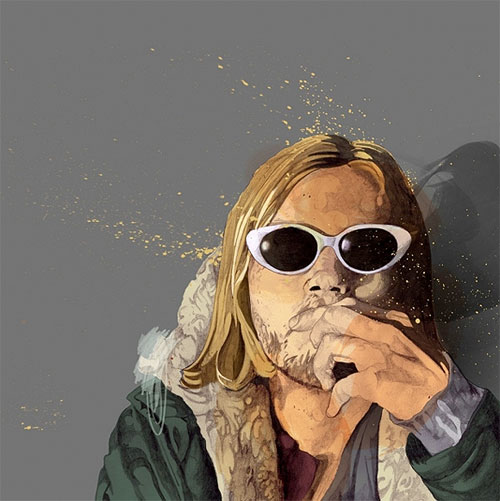 matthew hollings illustration illustrator kurt cobain portrait thom yorke