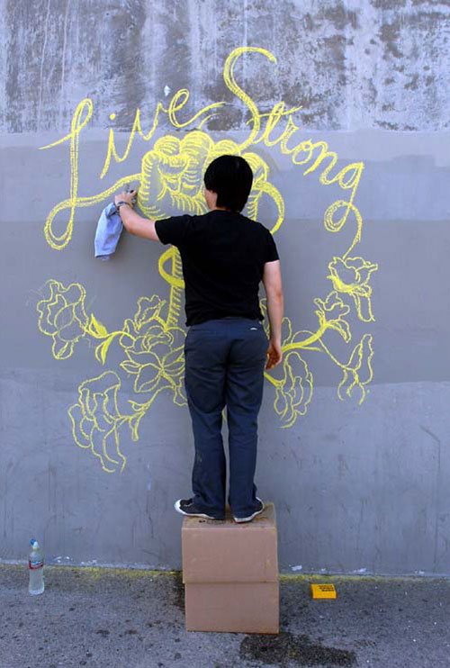 james jean lance armstrong livestrong art campaign chalk