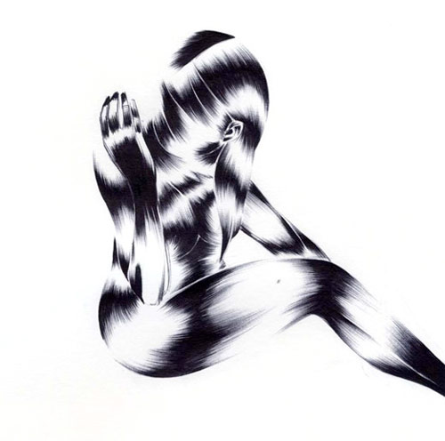 shawn kuruneru drawing artist montreal ink black white