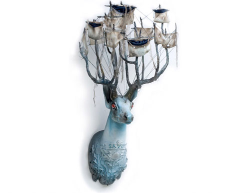 elizabeth mcgrath art sculpture deer antlers
