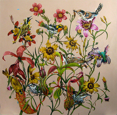 frank gonzales artist painter one painting birds flowers