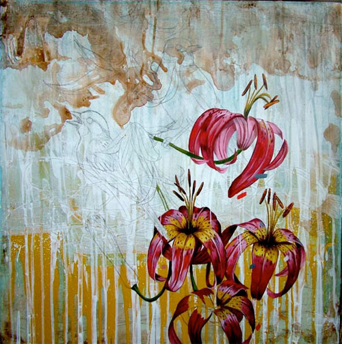 frank five gonzales artist painter painting birds flowers