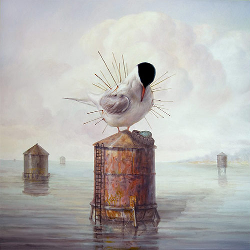 artist painter painting martin wittfooth bird with needles