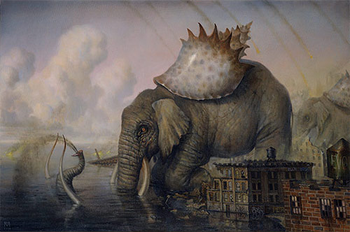 artist painter painting shell elephant martin wittfooth