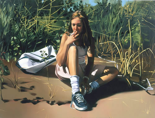 rebecca campbell girl smoking painting