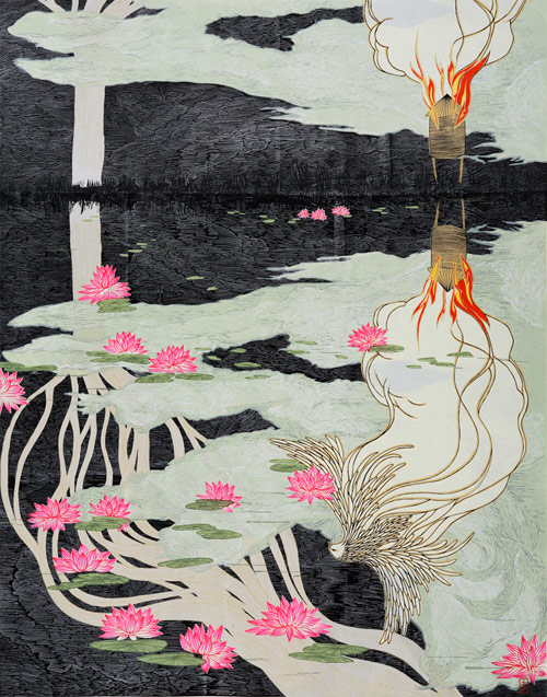 artist jungil hong collage print sculpture