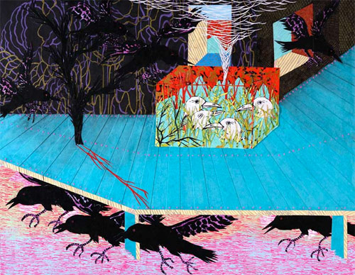 artist jungil hong collage print sculpture