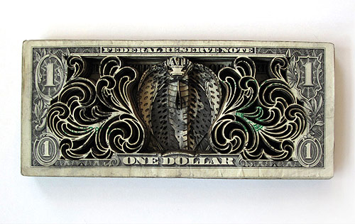 artist tattoo scott campbell laser cut dollar bills