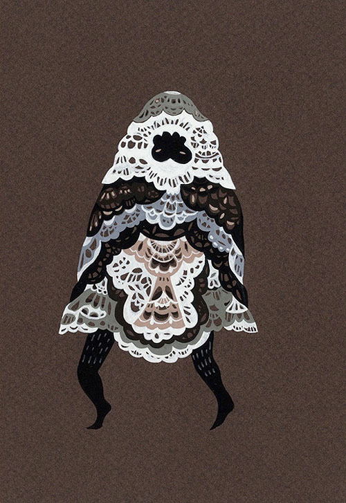 Lady Monsters gouache drawings by artist illustrator Katy Horan 