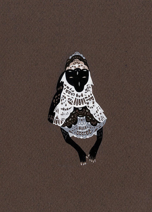 Lady Monsters gouache drawings by artist illustrator Katy Horan 