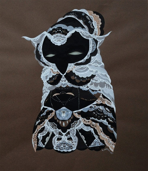 Lady Monsters gouache drawings by artist illustrator Katy Horan 