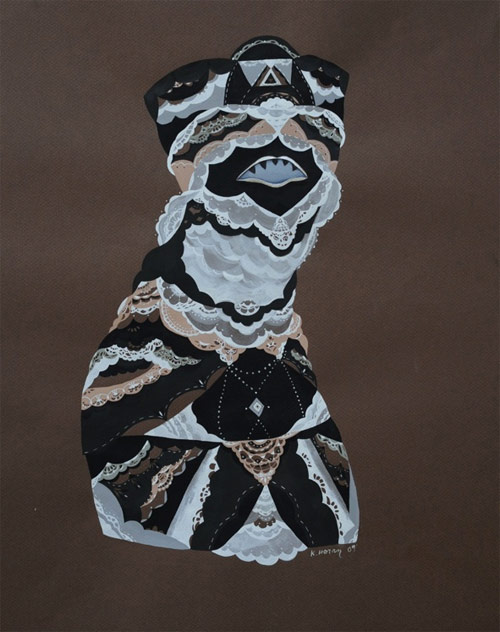 Lady Monsters gouache drawings by artist illustrator Katy Horan 