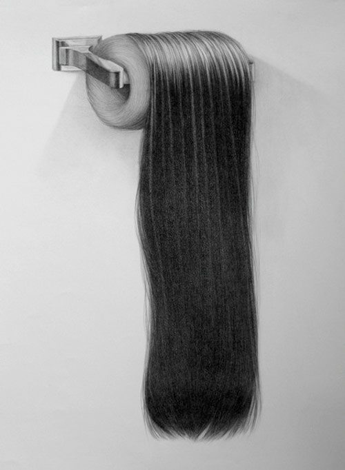 Hair drawings by artist Hong Chun Zhang
