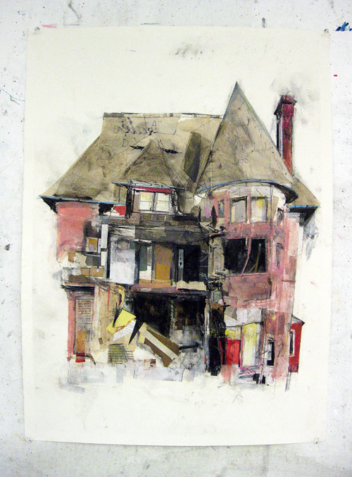 drawings by seth clark mixed media abandoned houses