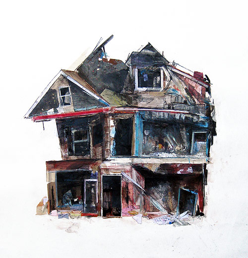 drawings by seth clark mixed media abandoned houses
