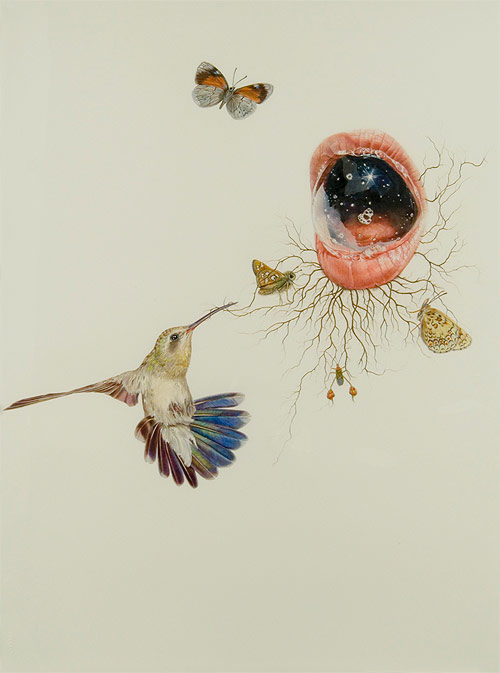 artist julia randall colored pencil drawing lips lick line