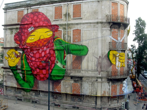 Os Gemeos and Blu mural in Lisboa Portugal