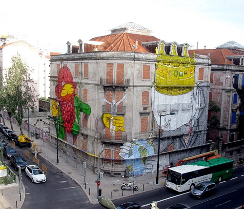 Os Gemeos and Blu mural in Lisboa Portugal